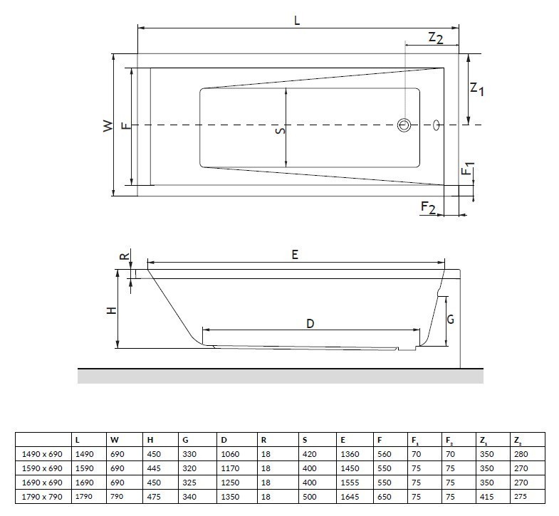 Excellent Wave Slim wanna prostokątna 180x80 biała WAEX.WAV18WHS