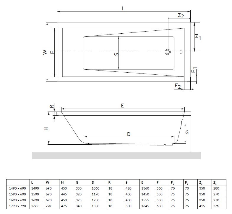 Excellent Wave Slim wanna prostokątna 160x70 biała WAEX.WAV16WHS