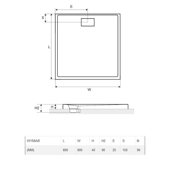 Excellent Zero brodzik kwadratowy niski 80x80 akryl biały BREX.1202.080.080.WHN