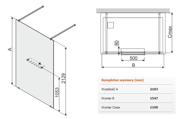 Sanplast Altus PIV/ALTIIa kabina typu WalkIn 160 cm chrom połysk przeźroczyste 600121320142401
