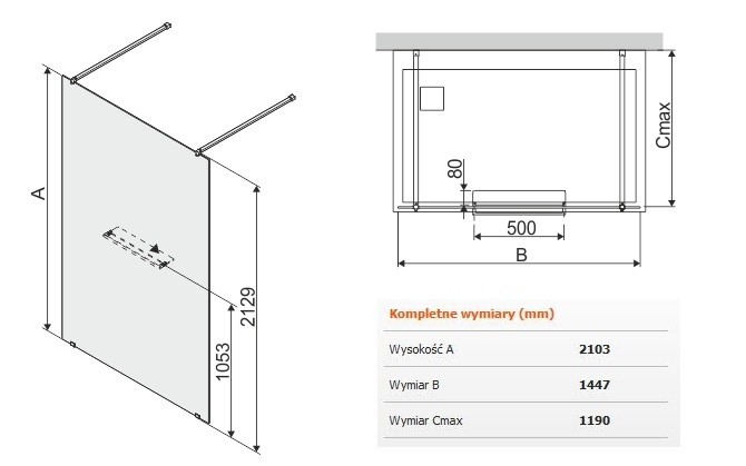 Sanplast Altus PIV/ALTIIa kabina typu WalkIn 150 cm chrom połysk przeźroczyste 600121319142401