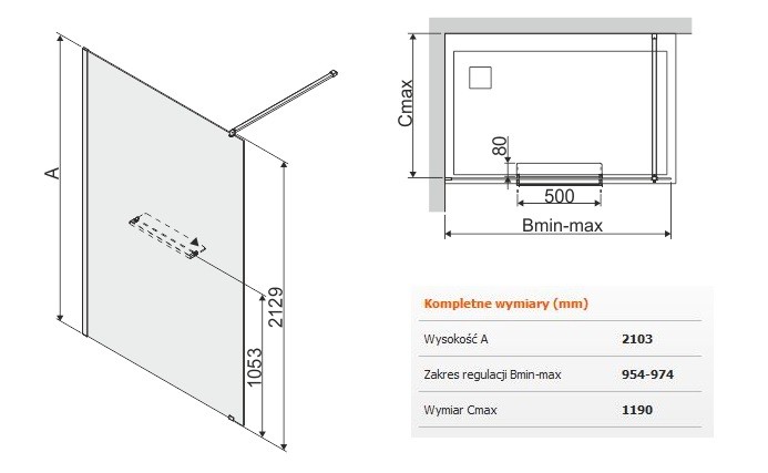 Sanplast Altus PIII/ALTIIa kabina typu WalkIn 100 cm chrom połysk przeźroczyste 600121294142401