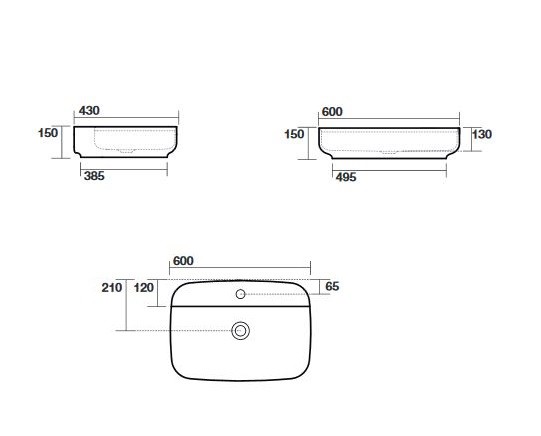 Kerasan Tribeca umywalka stawiana na blat 60x43 cm czarny matowy 514031