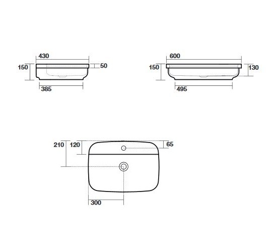 Kerasan Tribeca umywalka wpuszczana lub stawiana 60x43 cm biały 514201