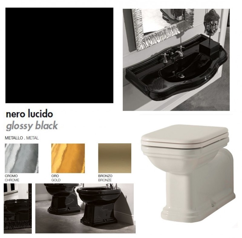 Kerasan Waldorf muszla wc stojąca przedłużona retro nero czarny 411604