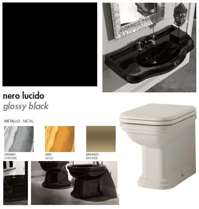 Kerasan Waldorf muszla wc stojąca retro nero czarny 411804