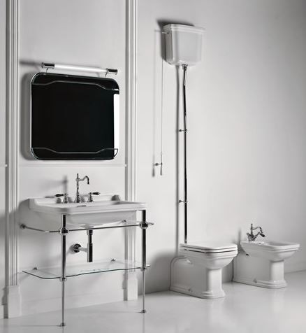 Kerasan Waldorf muszla ze spłuczką kompletna górnopłuk retro mechanizm rura chrom biały 411601 418001 754690 754790