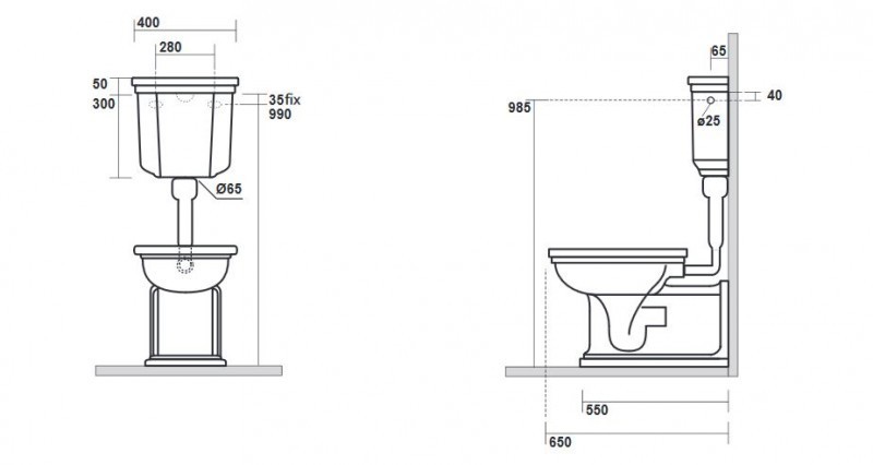 Kerasan Waldorf muszla ze spłuczką kompletna dolnopłuk retro mechanizm boczny, rura oro złoty biały 411601 418301 754391 750491
