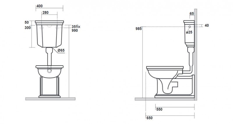 Kerasan Waldorf muszla ze spłuczką kompletna dolnopłuk retro mechanizm rura chrom biały 411601 418201 751390 750490