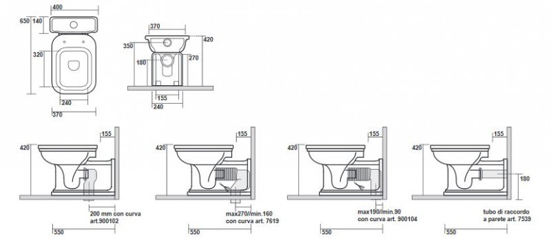 Kerasan Waldorf muszla ze spłuczką kompletna górnopłuk retro mechanizm rura oro złoty biały 411601 418001 754691 754791
