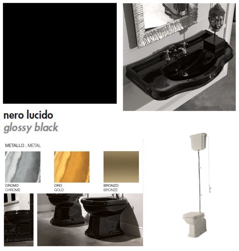 Kerasan Waldorf muszla ze spłuczką kompletna górnopłuk retro mechanizm rura bronzo brąz czarny nero 411604 418004 754693 754793