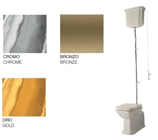 Kerasan Waldorf muszla ze spłuczką kompletna górnopłuk retro mechanizm rura bronzo brąz czarny nero 411604 418004 754693 754793