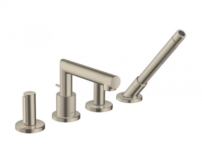 Axor Uno bateria wannowa 4-otworowa na brzeg wanny uchwyt zero nikiel szczotkowany 45444820