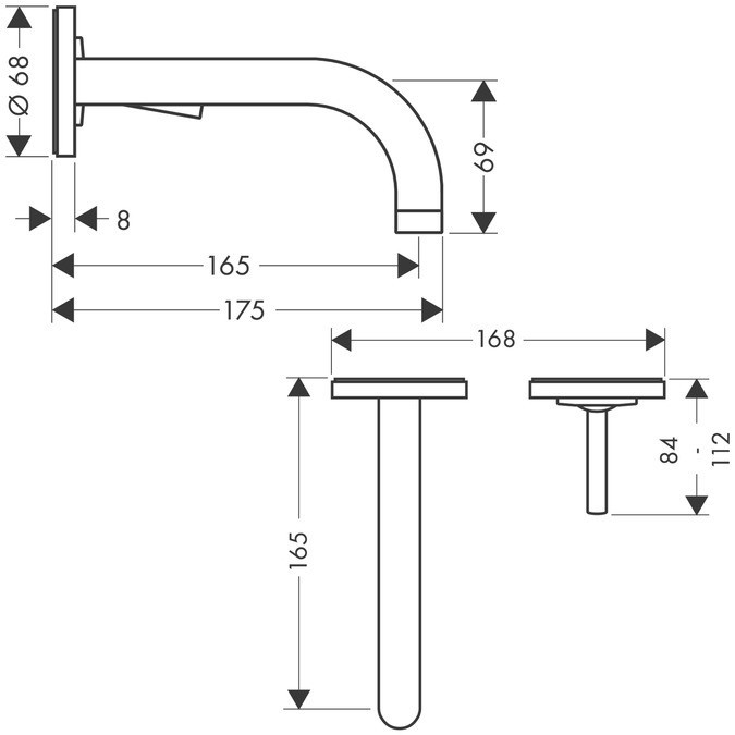 Axor Uno bateria umywalkowa podtynkowa 165 mm nikiel szczotkowany 38113820