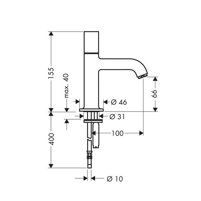 Axor Uno 70 bateria umywalkowa bez mieszacza chrom połysk 38130000