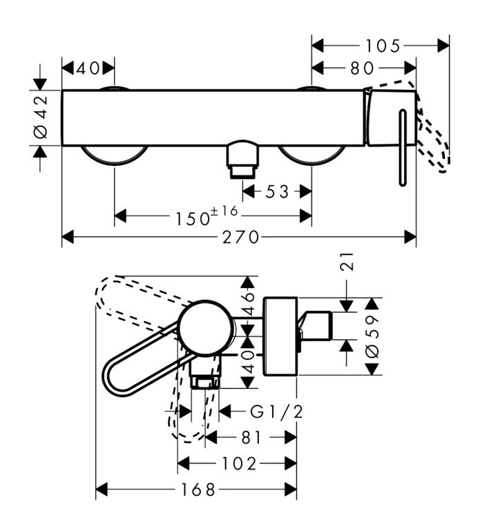 Axor Uno bateria prysznicowa ścienna uchwyt loop chrom połysk 38621000