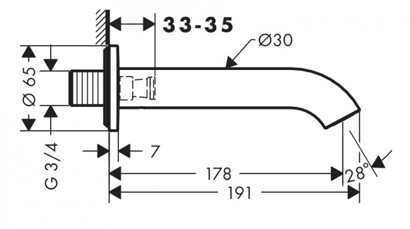 Axor Uno wylewka wannowa 178 mm chrom połysk 38411000