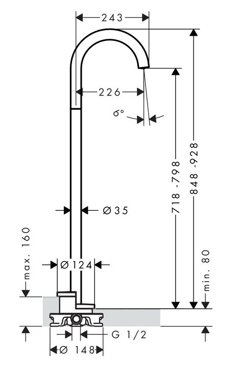 Axor Uno wylewka wannowa podłogowa chrom połysk 38412000