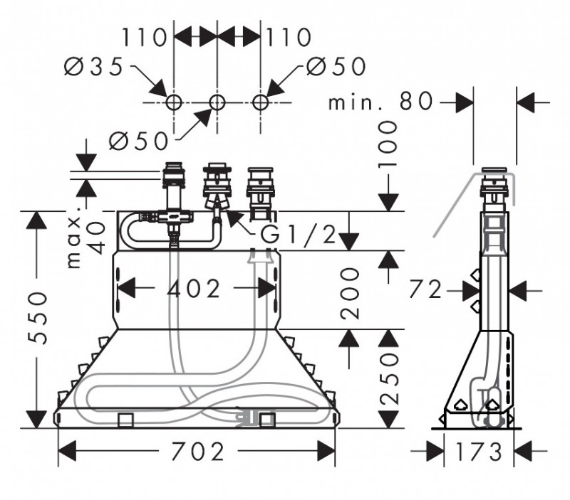 Axor zestaw podstawowy do baterii 3-otworowej na brzeg wanny 15485180