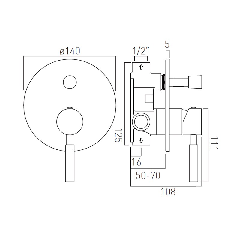 Vado Origins bateria wannowo-prysznicowa podtynkowa chrom ORI-147-C/P
