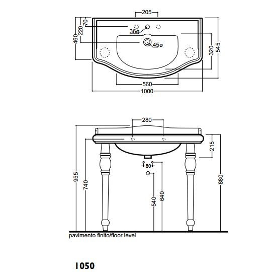 Kerasan Retro umywalka 100 cm czarna nero lucido 105004