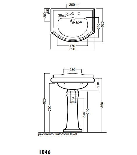 Kerasan Retro umywalka 69x52 czarny nero 104604