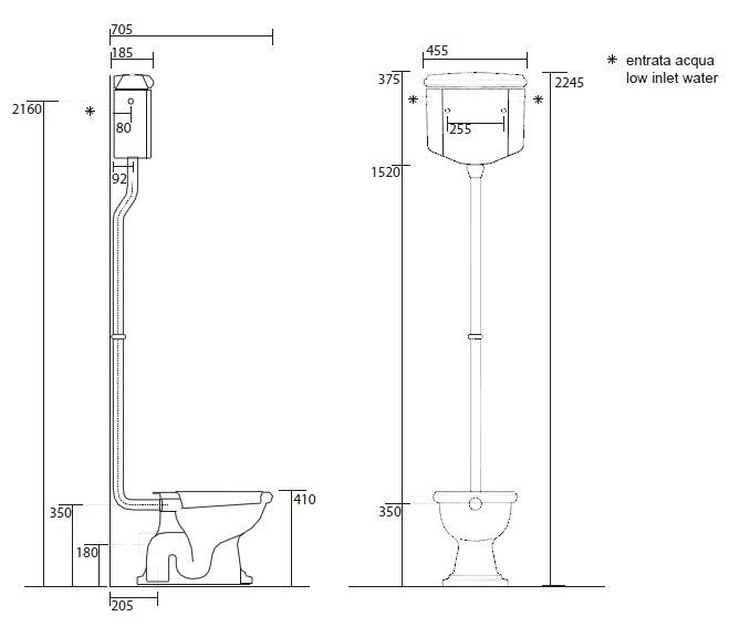 Kerasan Retro górnopłuk spłuczka do muszli stojącej czarny nero 108004