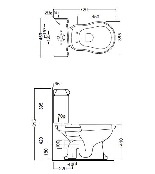 Kerasan Retro spłuczka do kompaktu czarny nero 108104
