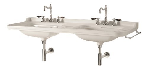 Kerasan Waldorf umywalka podwójna 150x55 cm retro biały bronzo brąz 4143K3