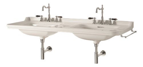 Kerasan Waldorf umywalka podwójna 150x55 cm retro biały chrom 4143K1