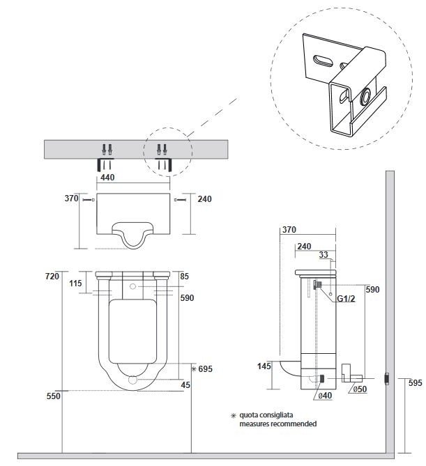 Kerasan Waldorf pisuar wiszący retro biały 413001