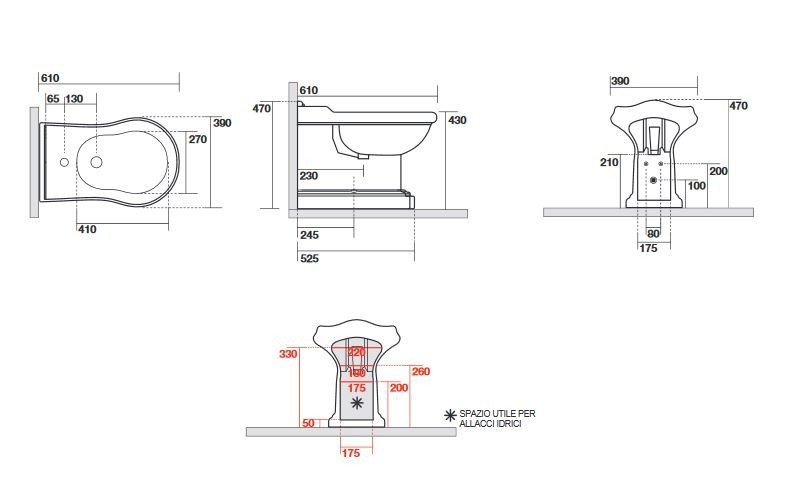Kerasan Retro bidet stojący btw czarny nero 102204