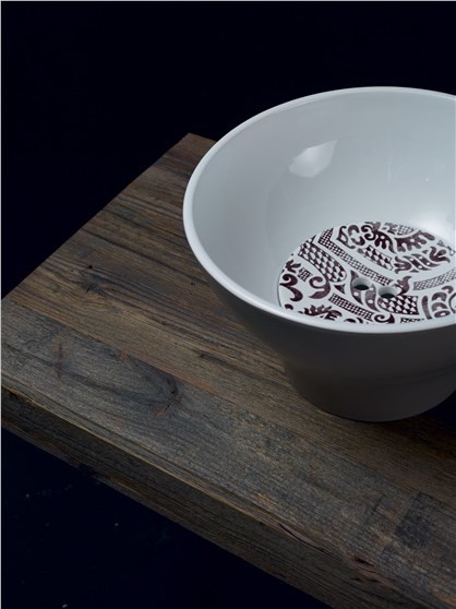 Kerasan Deco Hurricane umywalka stawiana na blat 38x38 cm biały / czarny mat 480324