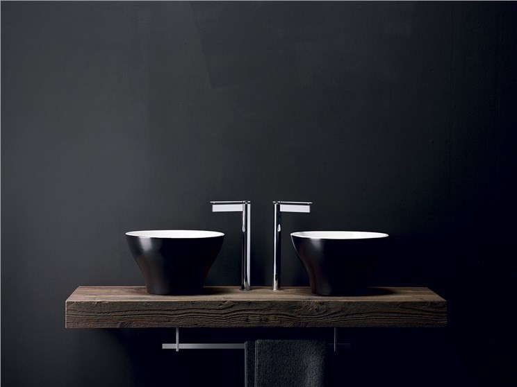 Kerasan Deco Hurricane umywalka stawiana na blat 38x38 cm biały / czarny mat 480324