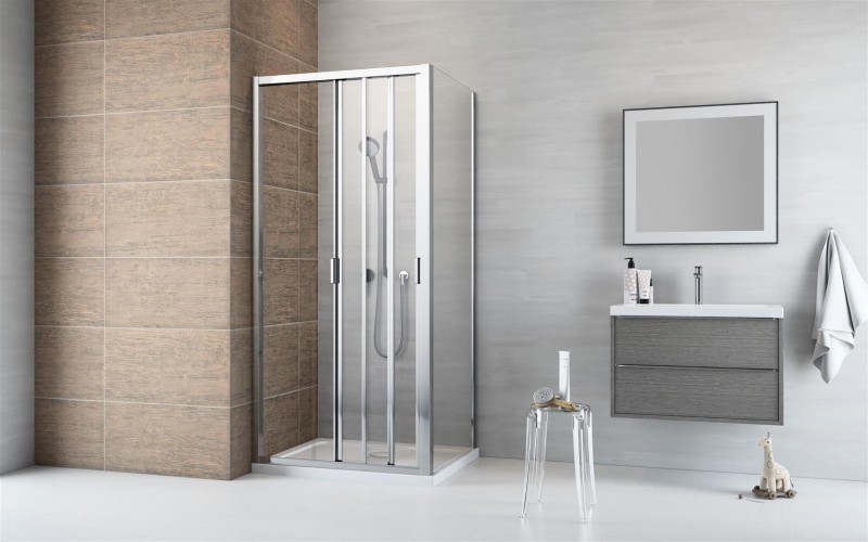 Radaway Evo DW+S kabina 75x100 drzwi przesuwne 75 i ścianka 100 chrom przeźroczyste Easy Clean 335075-01-01 + 336100-01-01