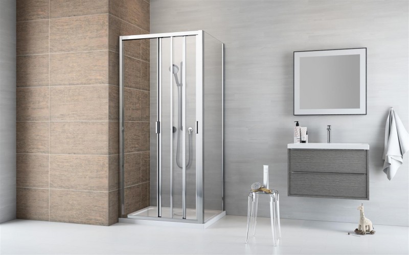Radaway Evo DW+S kabina 75x75 drzwi przesuwne 75 i ścianka 75 chrom przeźroczyste Easy Clean 335075-01-01 + 336075-01-01