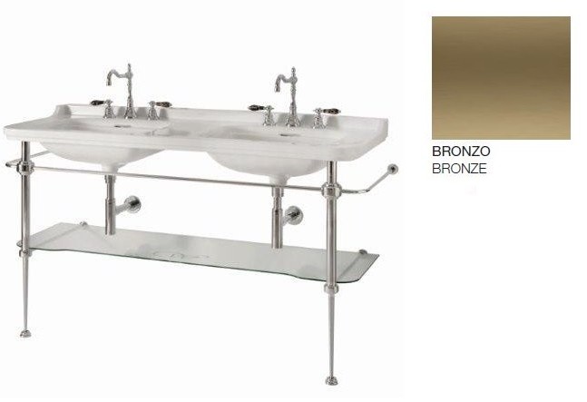 Kerasan Waldorf konsola pod umywalkę stelaż z półką szklaną brąz bronzo 9195K3