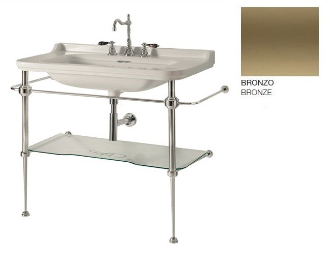 Kerasan Waldorf konsola pod umywalkę 120 stelaż z półką szklaną brąz bronzo 9203K3