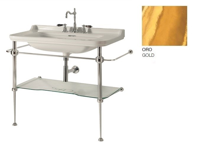 Kerasan Waldorf konsola pod umywalkę 120 stelaż z półką szklaną złoty oro 9203K2