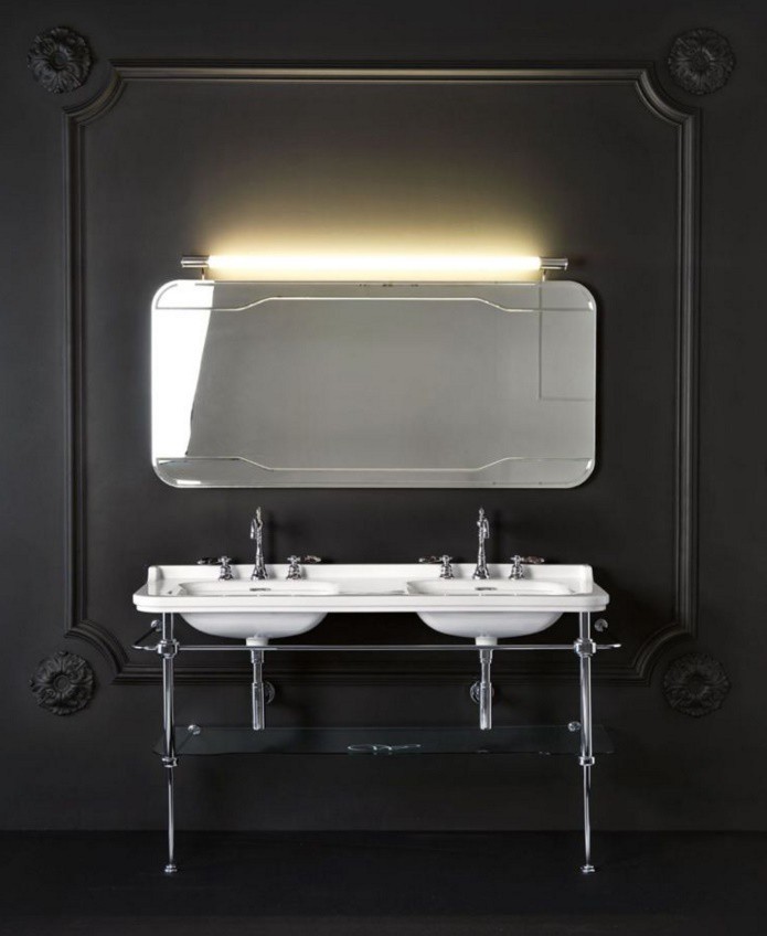 Kerasan Waldorf konsola pod umywalkę stelaż z półką szklaną złoty oro 9195K2