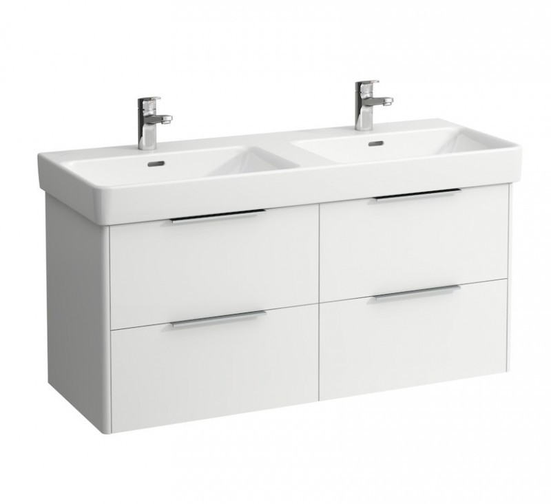 Laufen Pro-S umywalka podwójna dwukomorowa 130cm z 2 otworami biały H8149680001041