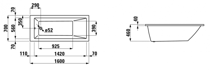 Laufen Pro wanna prostokątna 160x70 H2339500000001