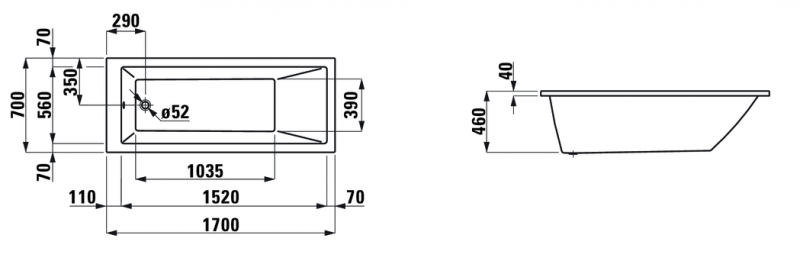 Laufen Pro wanna prostokątna 170x70 H2309500000001