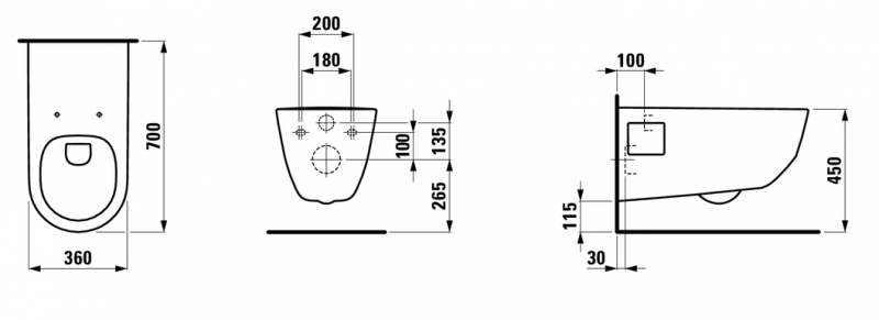 Laufen Pro Liberty Rimless muszla wisząca dla osób niepełnosprawnych 70cm H8219600000001