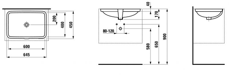 Laufen Pro-S umywalka podblatowa 62,5cm biały H8119690001091