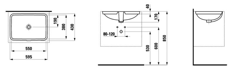 Laufen Pro-S umywalka podblatowa 59,5cm biały H8119680001091