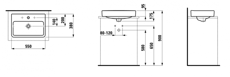 Laufen Pro-S Compacto umywalka nablatowa 55cm biały H8129520001041