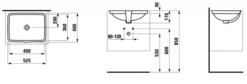 Laufen Pro-S umywalka podblatowa 52,5cm biały H8119610001091