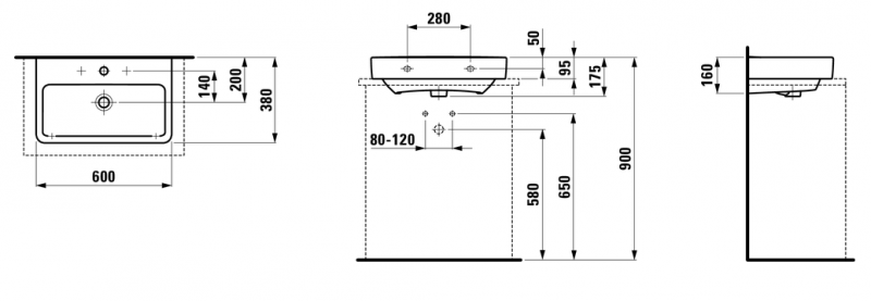 Laufen Pro-S Compacto umywalka szlifowana 60cm z otworem biały H8179590001041