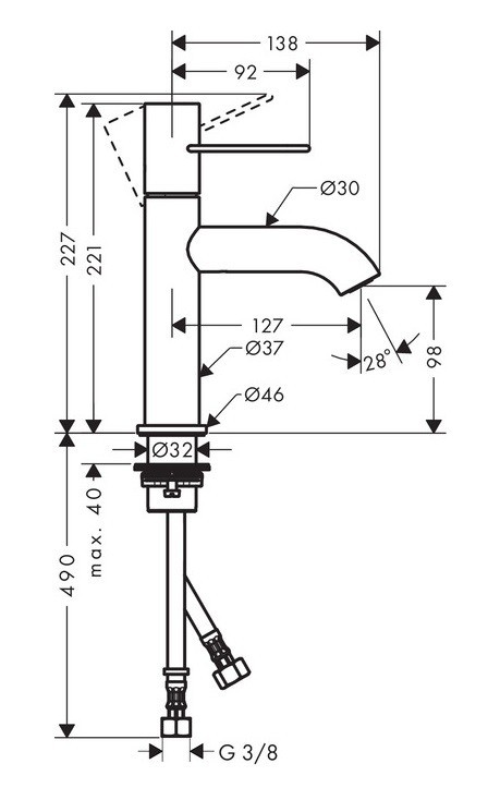 Axor Uno 100 bateria umywalkowa uchwyt loop nikiel szczotkowany 38026820
